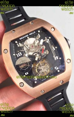 Richard Mille RM001 Genuine Tourbillon Swiss Replica Watch in Rose Gold Casing