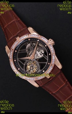 Roger Dubuis Excalibur Spider Flying Tourbillon Skeleton Rose Gold Titanium Casing 1:1 Mirror Swiss Watch