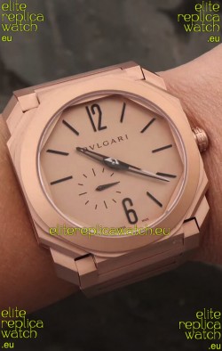 Bvlgari Octo Finissmo Edition 1:1 Mirror Replica Rose Gold Sandblasted Ceramic Casing and Strap 