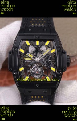 Hublot Masterpiece MP Senna Edition Genuine Tourbillon Swiss Replica Watch in PVD Coating