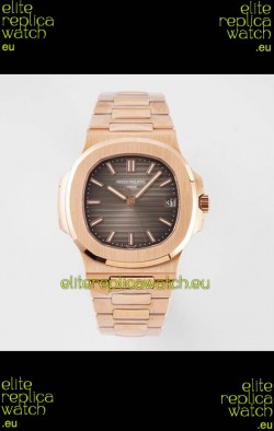 Patek Philippe Nautilus 5711/1R-001 1:1 Mirror Replica in 904L Steel Rose Gold Brown Dial