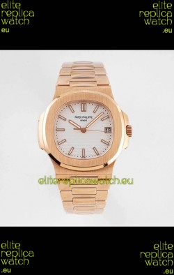 Patek Philippe Nautilus 5711/1R-001 1:1 Mirror Replica in 904L Steel Rose Gold White Dial