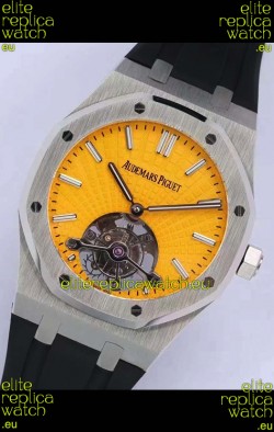 Audemars Piguet Royal Oak Tourbillon 41mm Yellow Dial in 904L Steel Case Rubber Strap