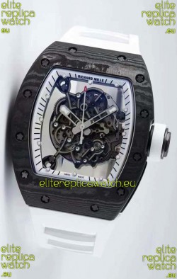 Richard Mille RM055 Forged Carbon Casing 1:1 Mirror Replica Watch in White Strap 