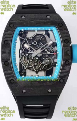 Richard Mille RM055 Forged Carbon Casing 1:1 Mirror Replica Watch in Black Strap 