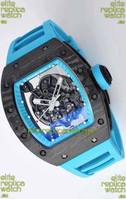 Richard Mille RM055 Forged Carbon Casing 1:1 Mirror Replica Watch in Blue Strap 