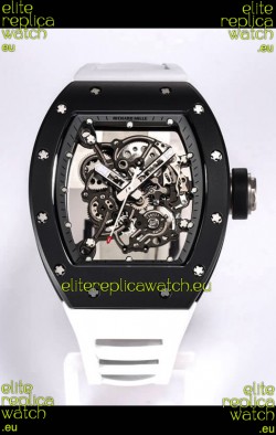 Richard Mille RM055 Black Ceramic Casing 1:1 Mirror Replica Watch in White Strap