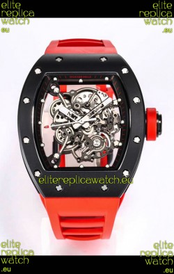 Richard Mille RM055 Black Ceramic Casing 1:1 Mirror Replica Watch in Red Strap