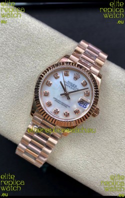 Rolex Datejust 278275 31MM Swiss Replica in 904L Steel Rose Gold in White Pearl Dial - 1:1 Mirror Replica