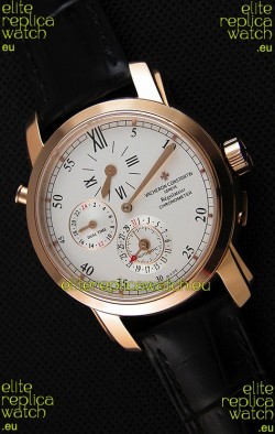 Vacheron Constantin Malte Dual Time Regulator Pink Gold Swiss Replica Watch 