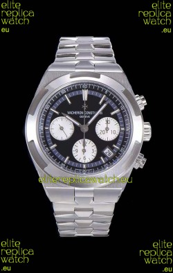 Vacheron Constantin Overseas Chronograph Black Dial Swiss Replica Watch - Stainless Steel Strap