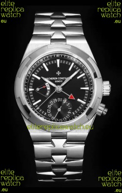 Vacheron Constantin Overseas Dual Time 1:1 Mirror Swiss Replica Watch in Black Dial 