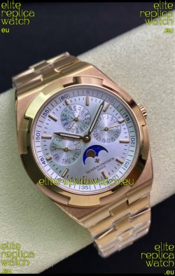 Vacheron Constantin Overseas Perpetual Calendar Ultra-Thin Steel Dial Rose Gold Casing Replica