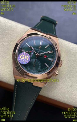 Vacheron Constantin Overseas Dual Time Rose Gold 1:1 Mirror Swiss Replica Watch in Green Dial