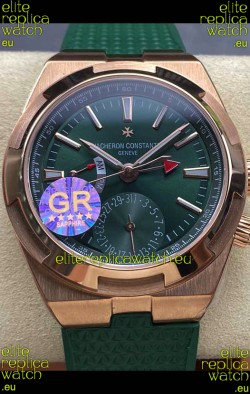 Vacheron Constantin Overseas Dual Time Rose Gold 1:1 Mirror Swiss Replica Watch in Green Dial