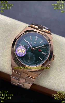 Vacheron Constantin Overseas Dual Time Rose Gold 1:1 Mirror Swiss Replica Watch in Green Dial