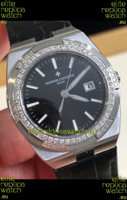 Vacheron Constantin Overseas Stainless Steel 33MM Swiss Quartz Replica Watch Black Dial 