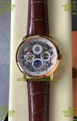 Vacheron Constantin Patrimony Traditionelle Rose Gold Skeleton Swiss Replica Watch 