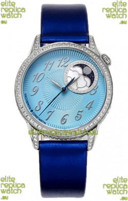 Vacheron Constantin Egerie Muse Moonphase 904L Steel Casing in Blue Dial Swiss Replica