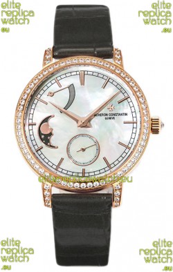 Vacheron Constantin Traditionelle Moon Phase Mother of Pearl Dial in Rose Gold Swiss Replica