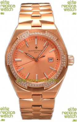 Vacheron Constantin Overseas Rose Gold Casing and Dial 35MM Swiss Replica Watch 