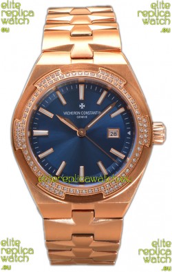 Vacheron Constantin Overseas Rose Gold Casing Blue Dial 35MM Swiss Replica Watch 