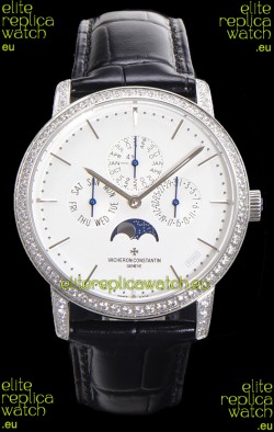 Vacheron Constantin Patrimony Perpetual Calendar Ultra-Thin White Gold White Dial Swiss Replica