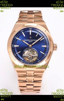Vacheron Constantin Overseas Tourbillon Rose Gold in Blue Dial Gold Strap 1:1 Mirror Replica