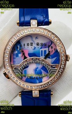 Van Cleef & Arpels Lady Arpels Pont des Amoureux in Rose Gold Blue Strap