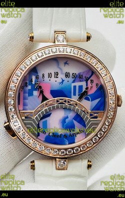 Van Cleef & Arpels Lady Arpels Pont des Amoureux in Rose Gold White Strap