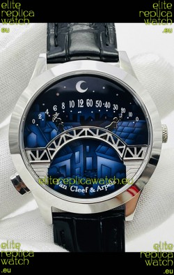 Van Cleef & Arpels Lady Arpels Pont des Amoureux in Stainless Steel Black Strap