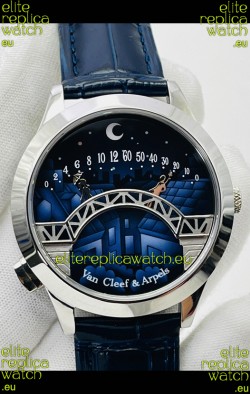 Van Cleef & Arpels Lady Arpels Pont des Amoureux in Stainless Steel Navy Blue Strap