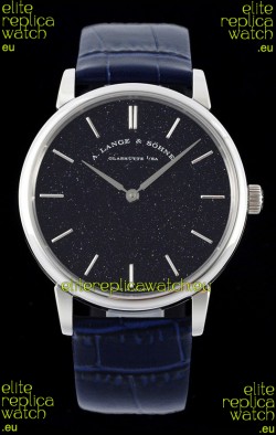 A.Lange & Sohne Saxonia Thin Swiss Replica Watch Steel Case Blue Dial