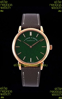 A.Lange & Sohne Saxonia Thin Swiss Replica Watch Rose Gold Case Green Starry Dial