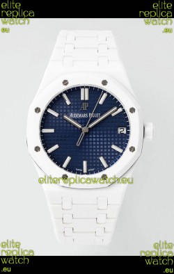 Audemars Piguet Royal Oak 15500 White Ceramic Super Clone Blue Dial Watch 
