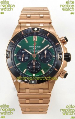 Breitling Chronomat Super Clone B01 42 Edition Swiss Rose Gold Casing Green Dial 