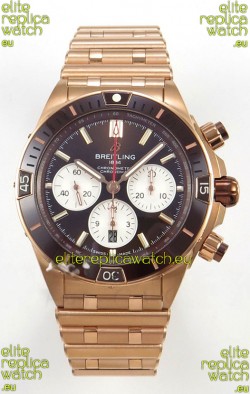 Breitling Chronomat Super Clone B01 42 Edition Swiss Rose Gold Casing Brown Dial 