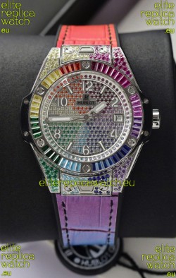 Hublot Big Bang One Click King White Dial Rainbow Diamonds 39MM Watch 