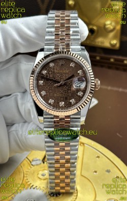 Rolex Datejust Super Clone Cal.3235 Brown Computer Dial 2 Tone Rose Gold Casing Watch 36MM