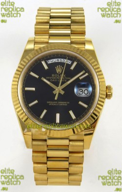 Rolex Day Date Super Clone Black Dial 40MM 220 Grams Swiss Replica watch 