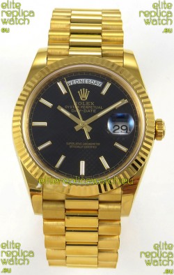 Rolex Day Date Super Clone Black Honey-Comb Dial 40MM 220 Grams Swiss Replica watch 