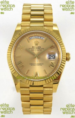 Rolex Day Date Super Clone Gold Roman Dial 40MM 220 Grams Swiss Replica watch 