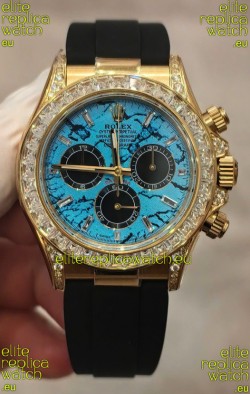 Rolex Daytona Super Clone 126518LN Yellow Gold Turquoise Dial Original Cal.4131 Movement