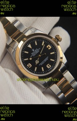 Rolex Explorer I Japanese Movement Replica Watch in Two Tone Black Dial 36MM