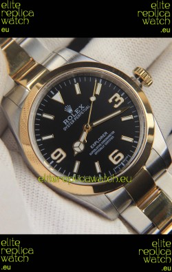 Rolex Explorer I Japanese Movement Replica Watch in Two Tone Black Dial 39MM