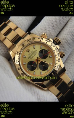 Rolex Daytona Japanese Movement Gold Casing Replica Watch in Gold Dial 