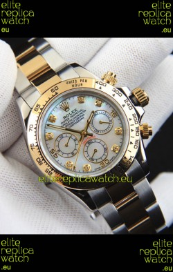 Rolex Daytona Japanese Movement Two Tone Gold Casing Watch in Pearl Dial 