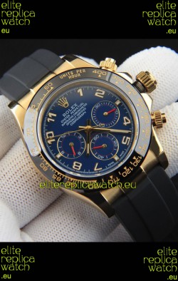 Rolex Daytona Japanese Movement Gold Casing Replica Watch in Blue Dial 