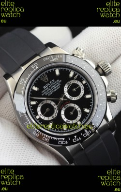 Rolex Daytona Japanese Movement Steel Casing Replica Watch in Black Dial