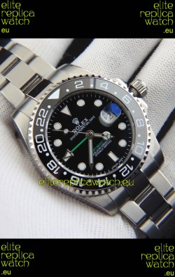 Rolex GMT Masters II Japanese Movement Replica Watch Steel Case Black Dial